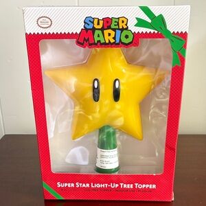 Super Mario Star Light Up LED 9-in Christmas Tree Topper - Plug In - new in box